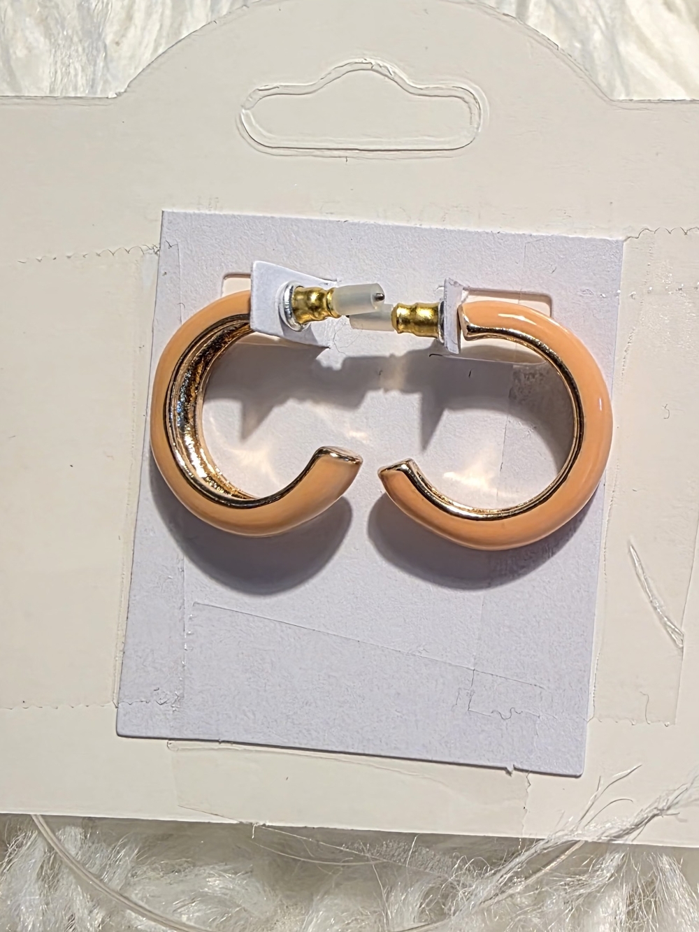 Peach Enamel Gold-Tone Hoop Earrings - Women Jewelry